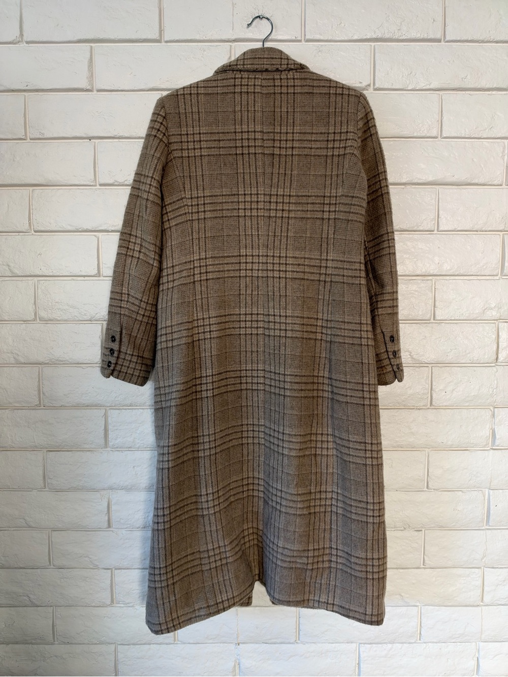 Reformation York Double Breasted Wool Blend Long Coat Brown Plaid Small - Picture 8 of 10